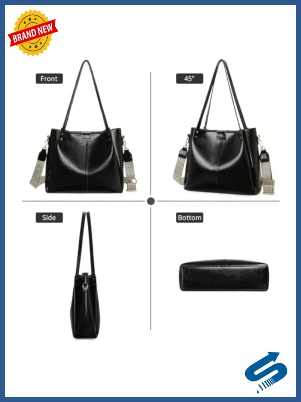 Women's Hobo Bag Faux Leather Shoulder Purse with Crossbody Straps